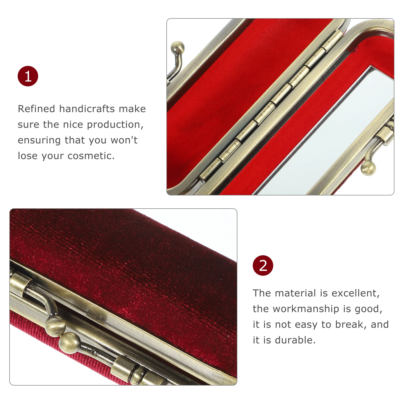 صندوق تخزين أحمر الشفاه الأنيق، حامل أحمر الشفاه فلنلت الرجعية، حقيبة محمولة مع مرآة للاستخدام في الهواء الطلق #5