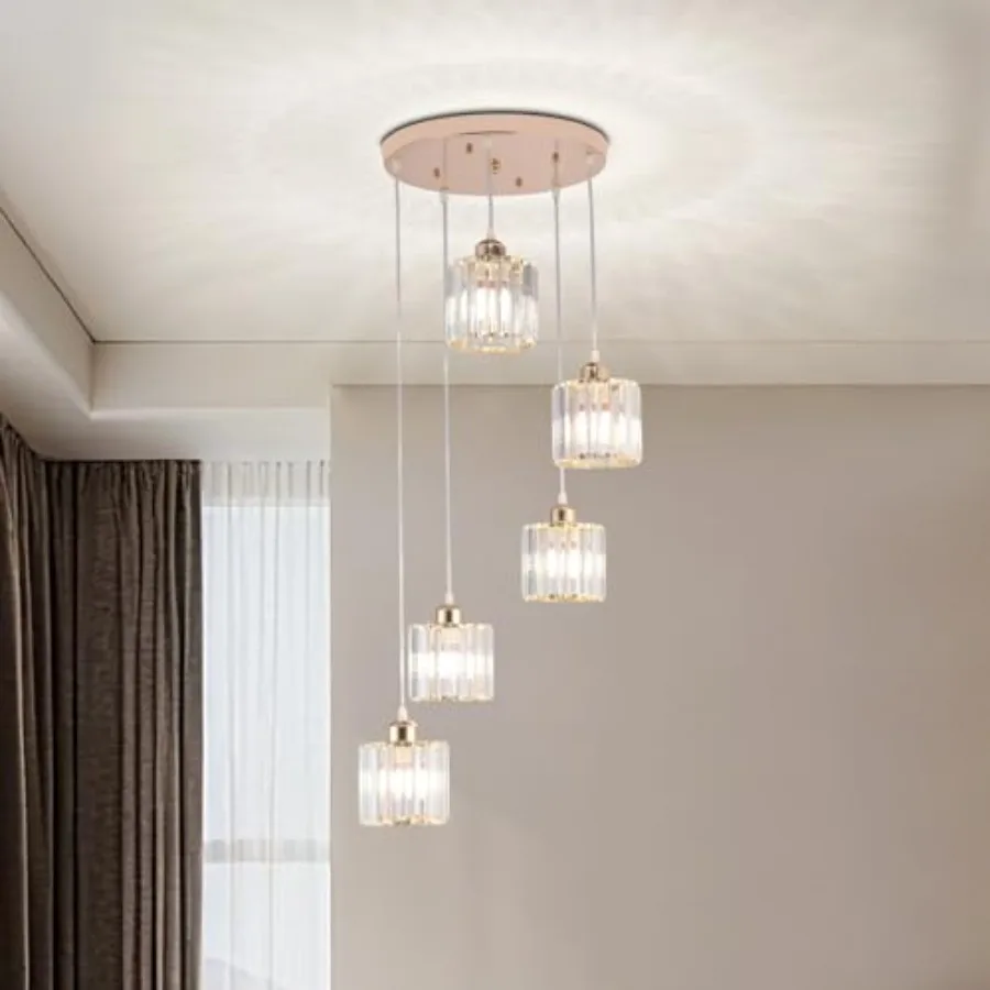 

Crystal Pendant Lights Chandeliers for High Ceilings Modern Crystal Chandeliers Hanging Light Fixture Raindrop Drop Lamp for Di