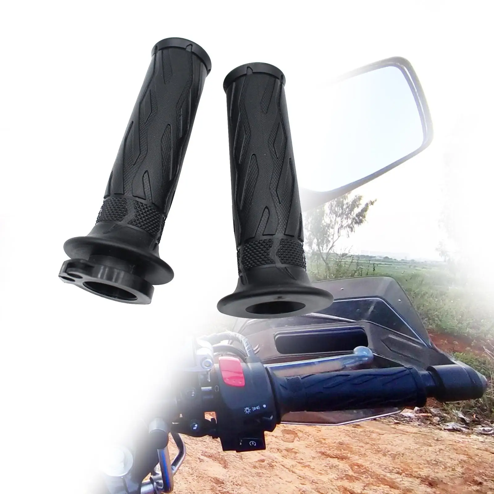 Universal Motorcycle Rubber Hand Grips Enhanced Friction Comfy Control Quick Install Throttle Aid for 22mm Handlebars