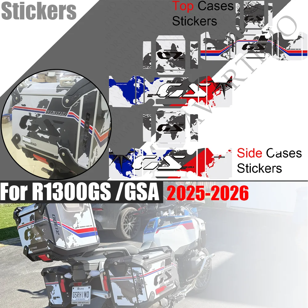 For R1300GS R1300GSA ADV Adventure Motorcycle Luggage carrier Trunk Luggage Panniers Aluminium Side Top Cases Stickers