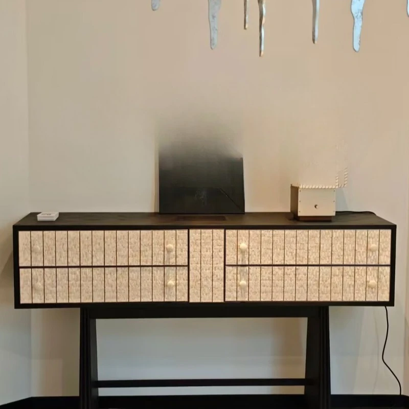 

Medieval solid wood shell Xuanguantai, home entrance foyer decoration table, Shizhifeng B & B designer storage table