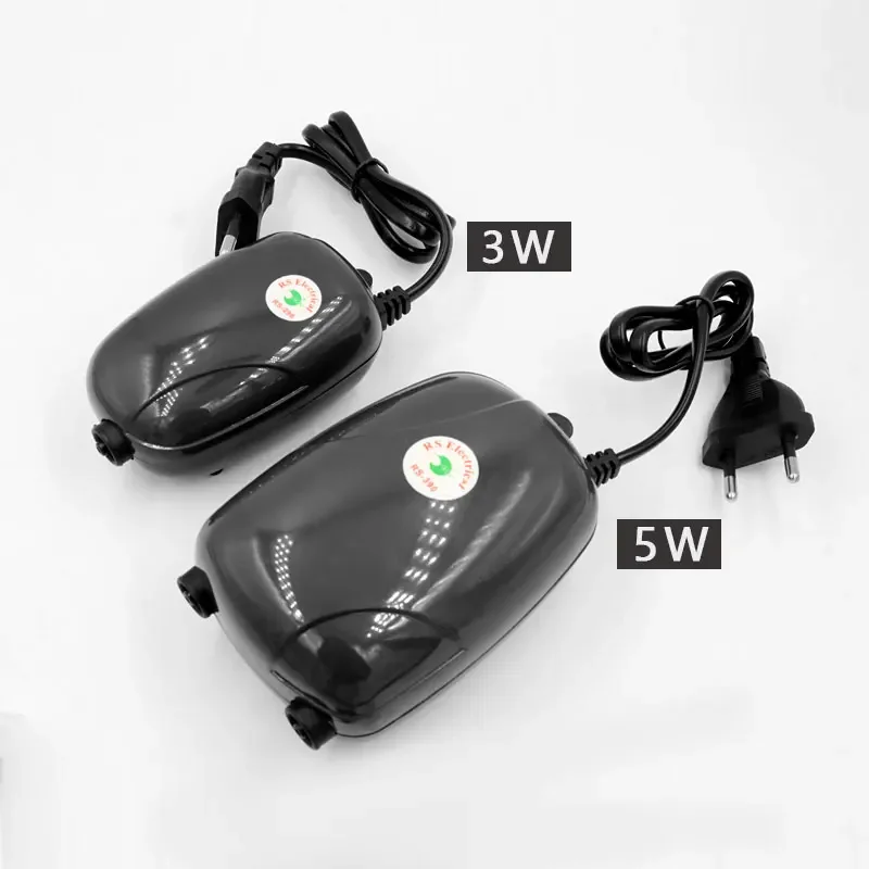 Aquarium Air Pump Fish Tank Mini Compressor Single Double Outlet with Check Valve Tube Aquatic Accessories 220V 3W 5W