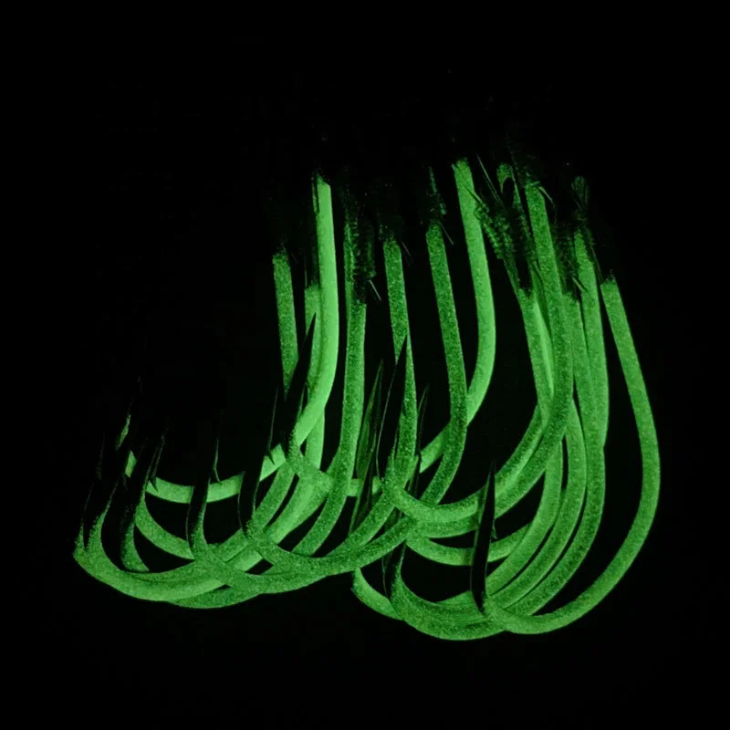 100PCSSaltwater Fishing Hooks Luminous Head Fishhook With Nylon Fishing Line