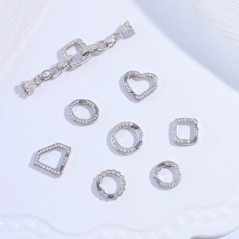 

Стерлингового серебра S925, геометрическое сердце, пружинная застежка, овальные и квадратные концевые соединители для изготовления ювелирных изделий своими руками