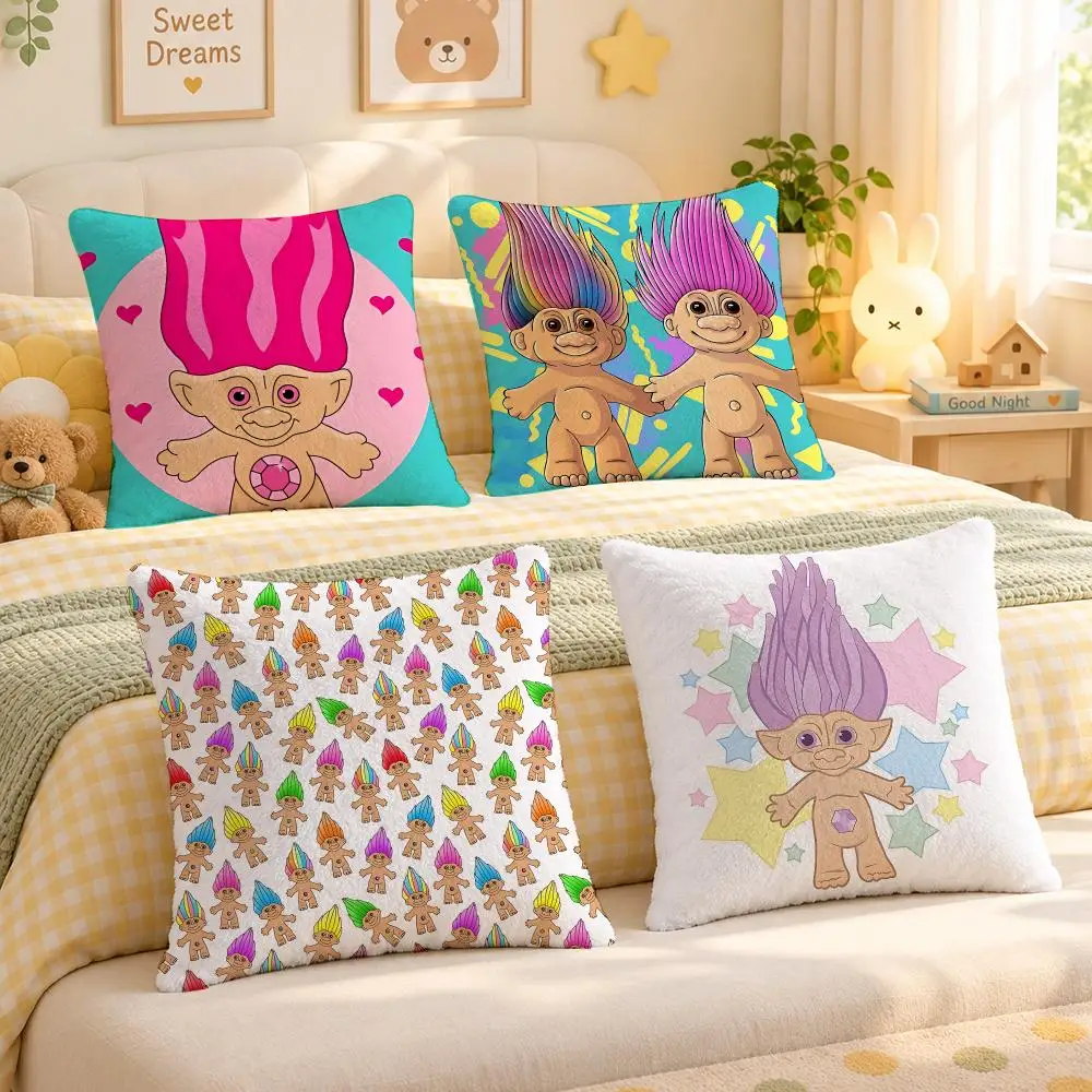 Toy Troll Doll Retro Collectible Cute Cushion Cover Personalized Decorative Living Room Home Sofa Bedroom Office Car Decor