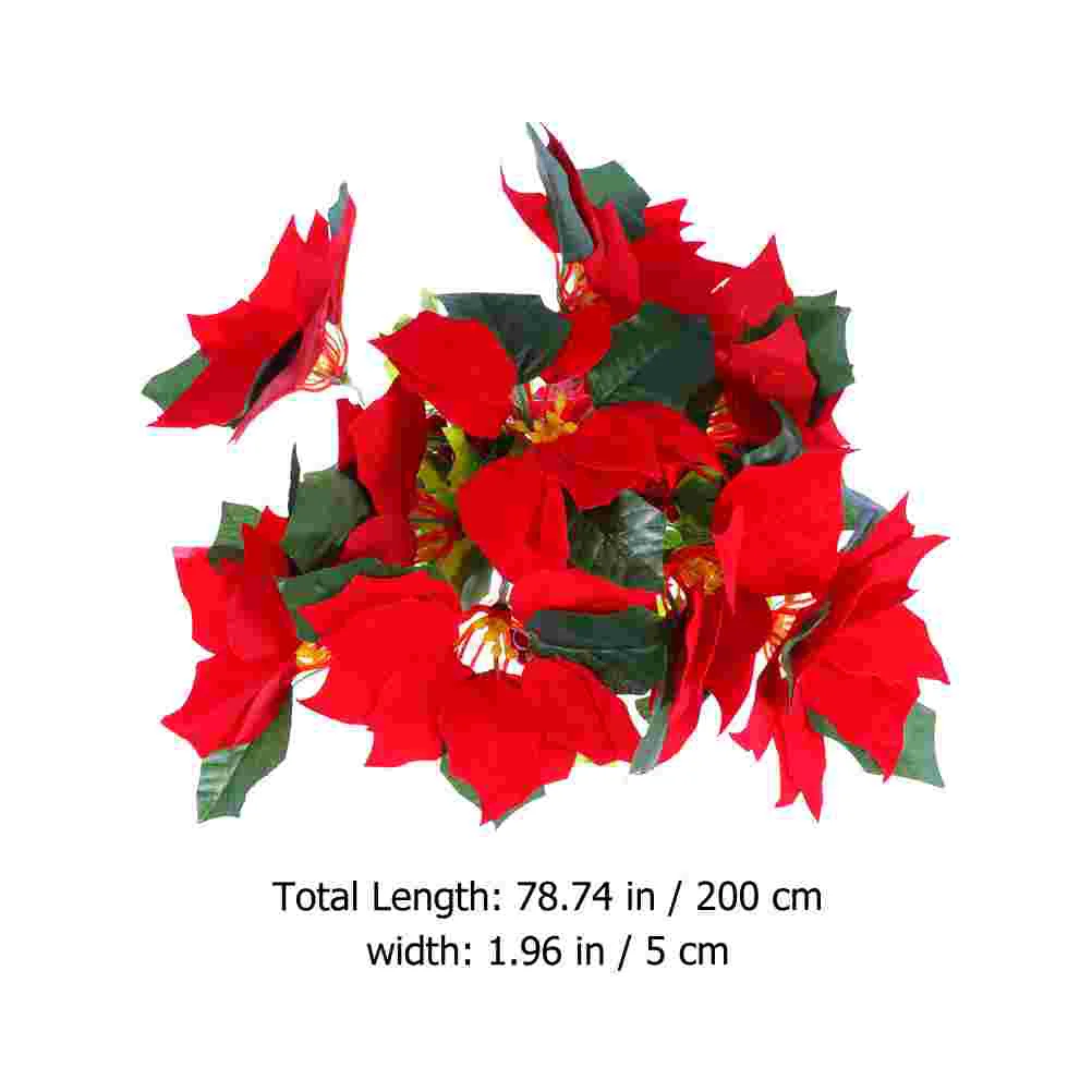 Guirxiété lumineuse murale de fête de Noël, guirxiété de poinsettia, décor de Noël
