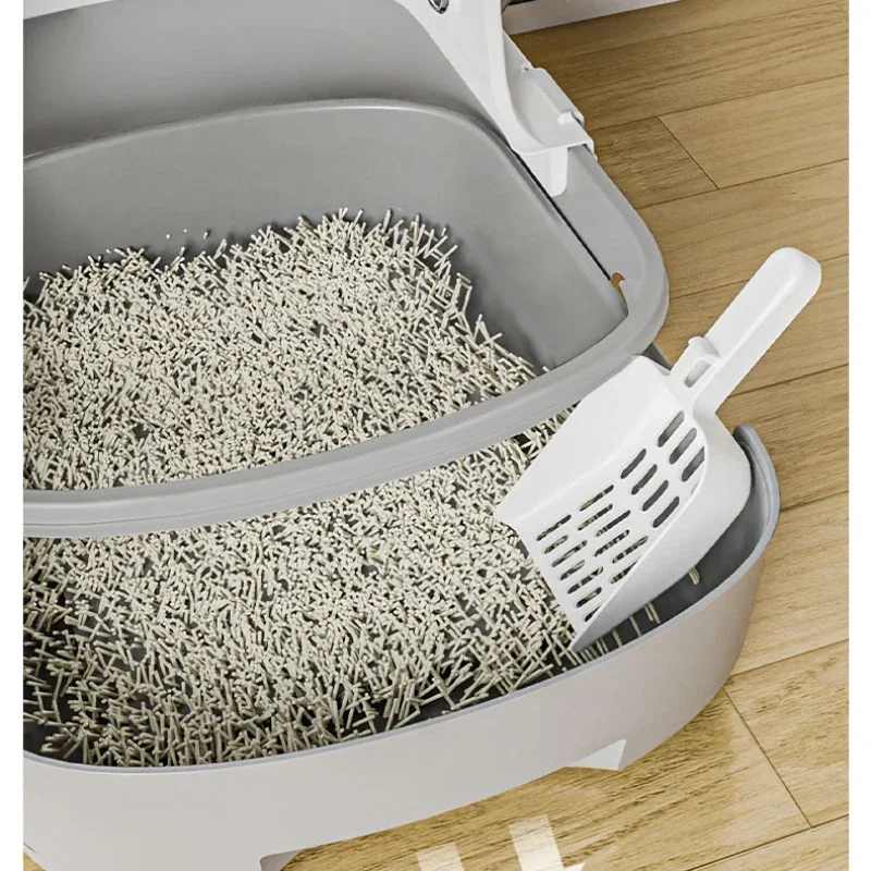 Extra Cat Large Litter Box Fully Enclosed Toilet for Cat Convenient Drawer Cats\' Sandbox Visible Cat Crate Transparent