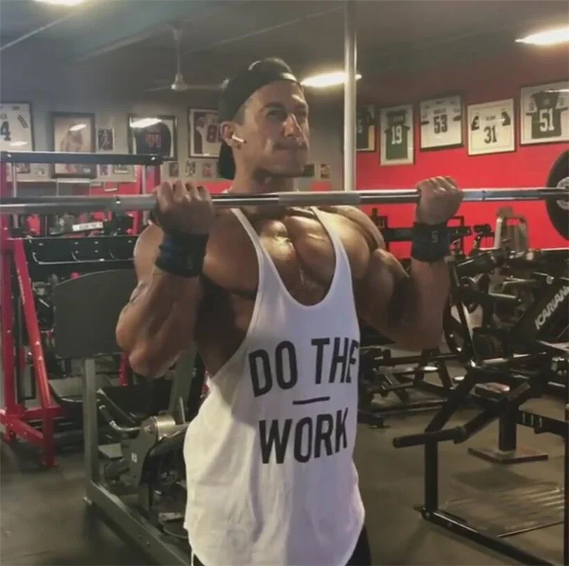 DO THE WORK Gym Tank Tops Herren Poure Baumwolle Lauftraining Unterhemden Training Bodybuilding Fitness Ärmellose Laufweste