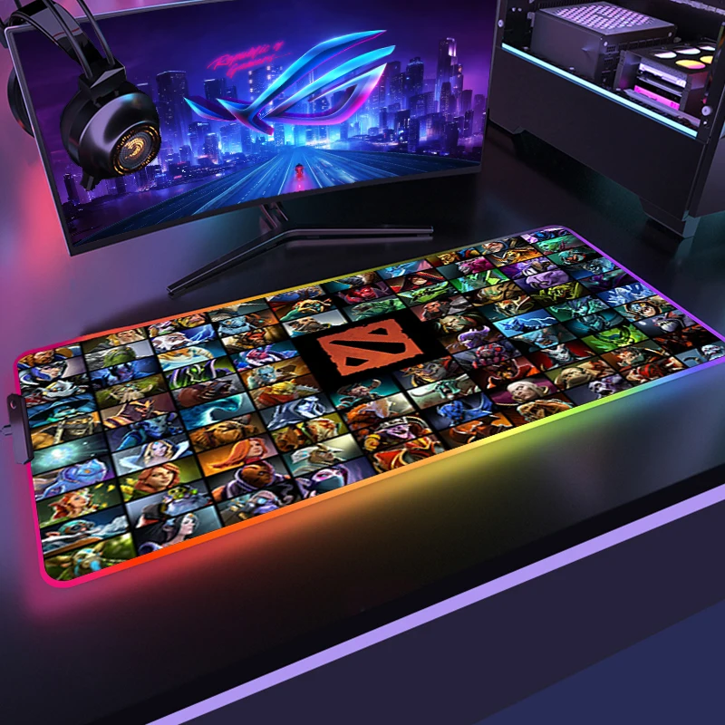 Dota 2 Backlit Mat Pad Mouse Mats400x900 Computer Desk RGB Mousepad XXL LED Gaming Accessories Mause Ped Pc Gamer Mice Keyboards