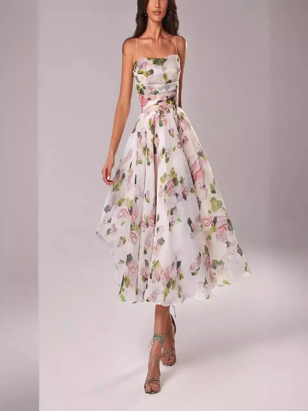 Verão 2024 feminino fora do ombro svel floral impressão maxi dr cintura alta regular sve longo dr v-ne vestido