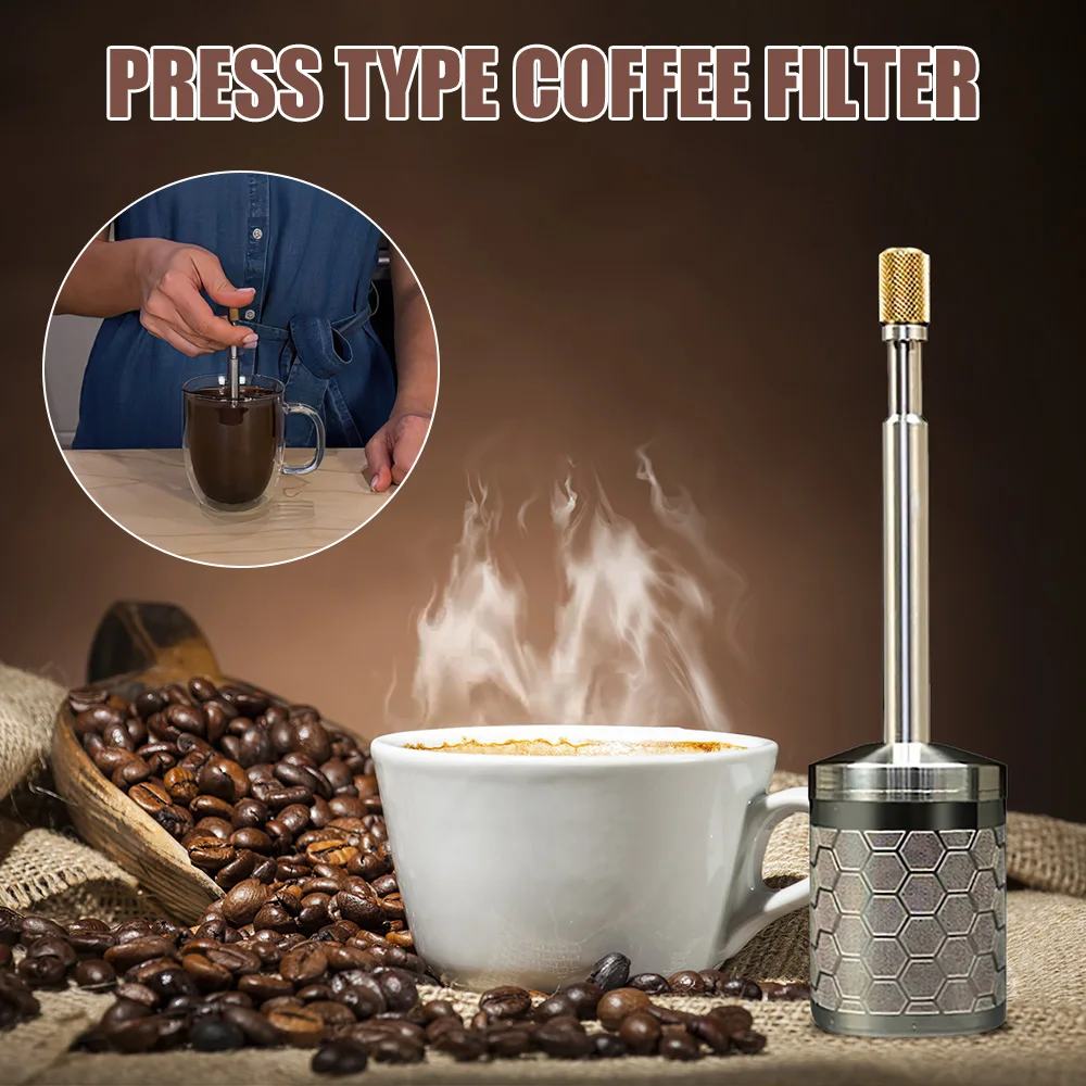 Portable Travel Coffee Maker Coffee Filter Final Press Reusable Stainless Steel Coffee Brewer Coffeeware Tea Infuser Small Size