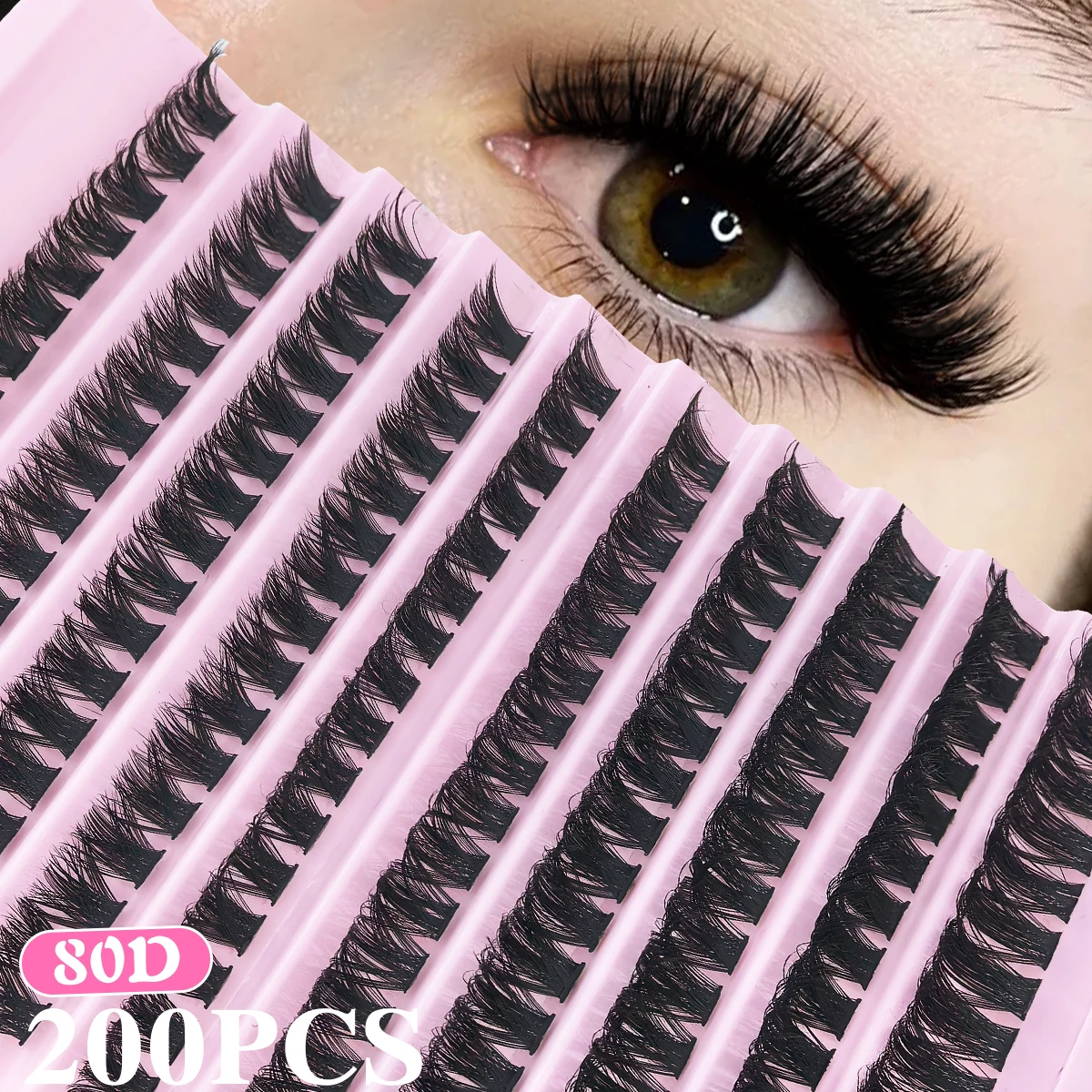 Individual Lashes 8-16mm 200pcs Cluster Lashes Natural Look Mixed Tray DIY Eyelash Extension Volume Lash Clusters Eyelashes Long