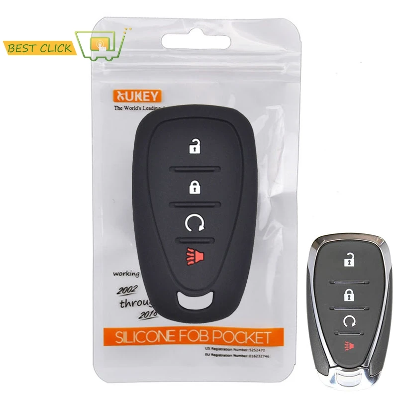 Silicone Car Key Case For Chevrolet Camaro Cruze Malibu Sonic Impala Volt 2016-2018 Cover Keyless Remote Fob 4 Button Protector