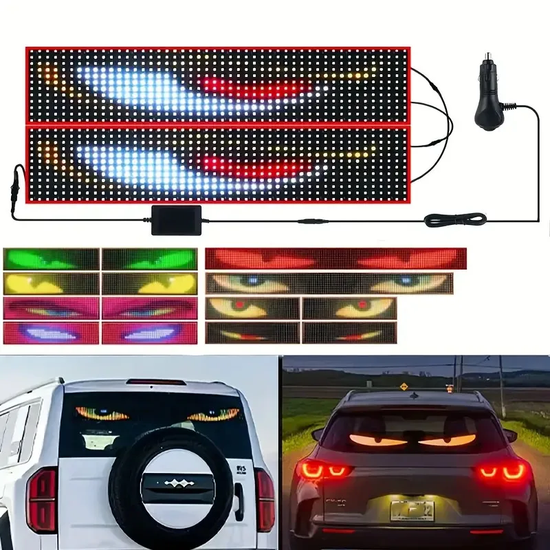 

Truck Display Panel Light Car Mounted LED Soft Screen Devil Eye Scrolling Display Remote Control for Board Windshield Decor
