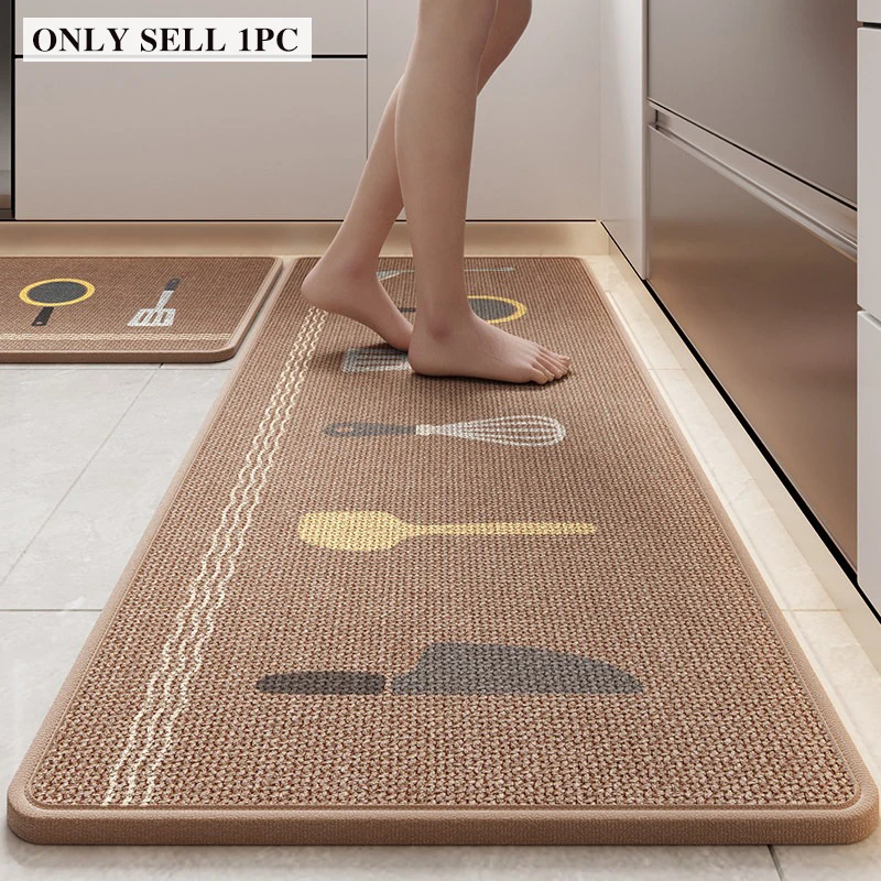 

Kitchen Floor Mat Long Strip Rug Stain-resistant Durable Wear-resistant Foot Mats Minimalist Solid Color Rugs Home Decor Mats
