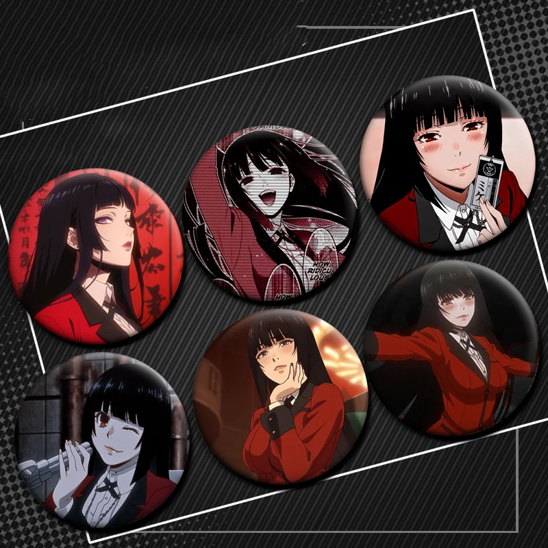 50MM Anime Kakegurui Characters Soft Button Pin Round Brooch Backpack Clothes Decoration Tinplate Badge Jewelry Accessories Gift