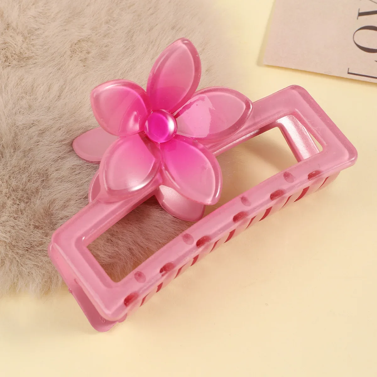 Summer New Square Egg Flower Hair Claw - Gradient Dopamine Sweet Hair Accessory for Back-of-Head Updo Shark Clip
