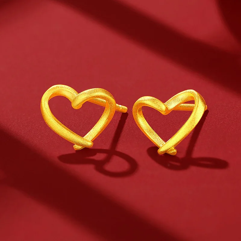 

Luxury Small Imitation 24k Yellow Gold Heart Love Shape Earrings Women's Simple Stud Earrings Birthday Valentine's Day Gifts