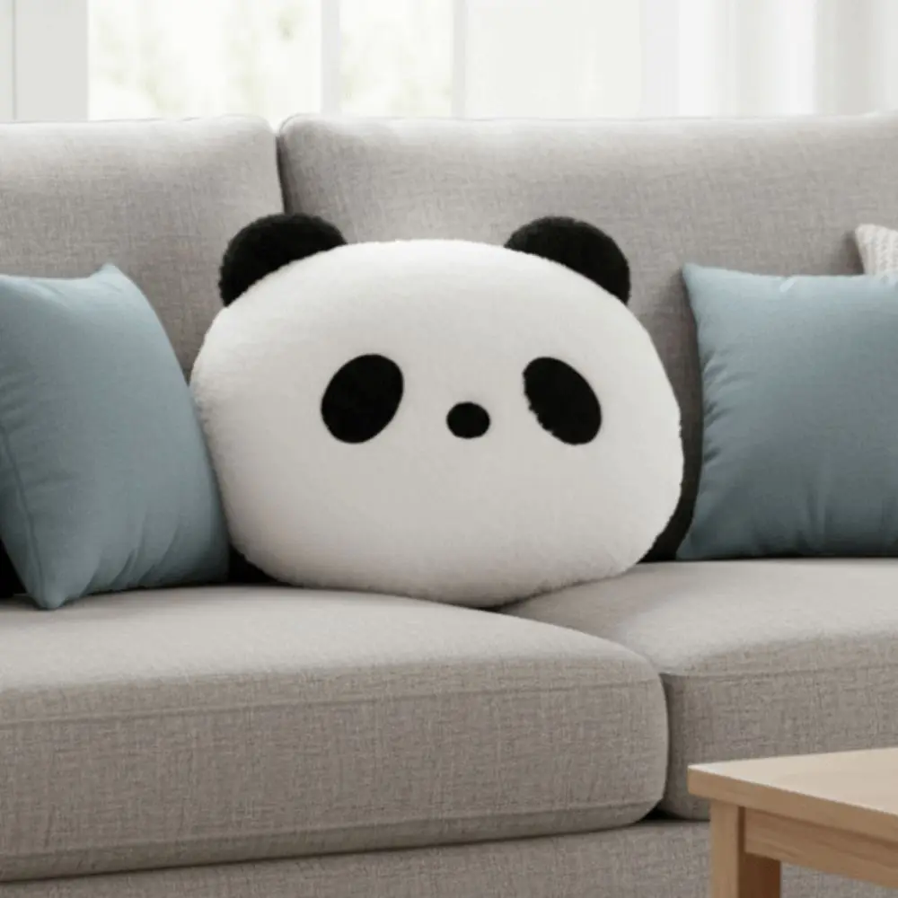 Peluche Panda en Forme de Coussin, Décoration d'Intérieur, Canapé de Chambre, Coussin Panda Kawaii 30cm, Coussins Panda