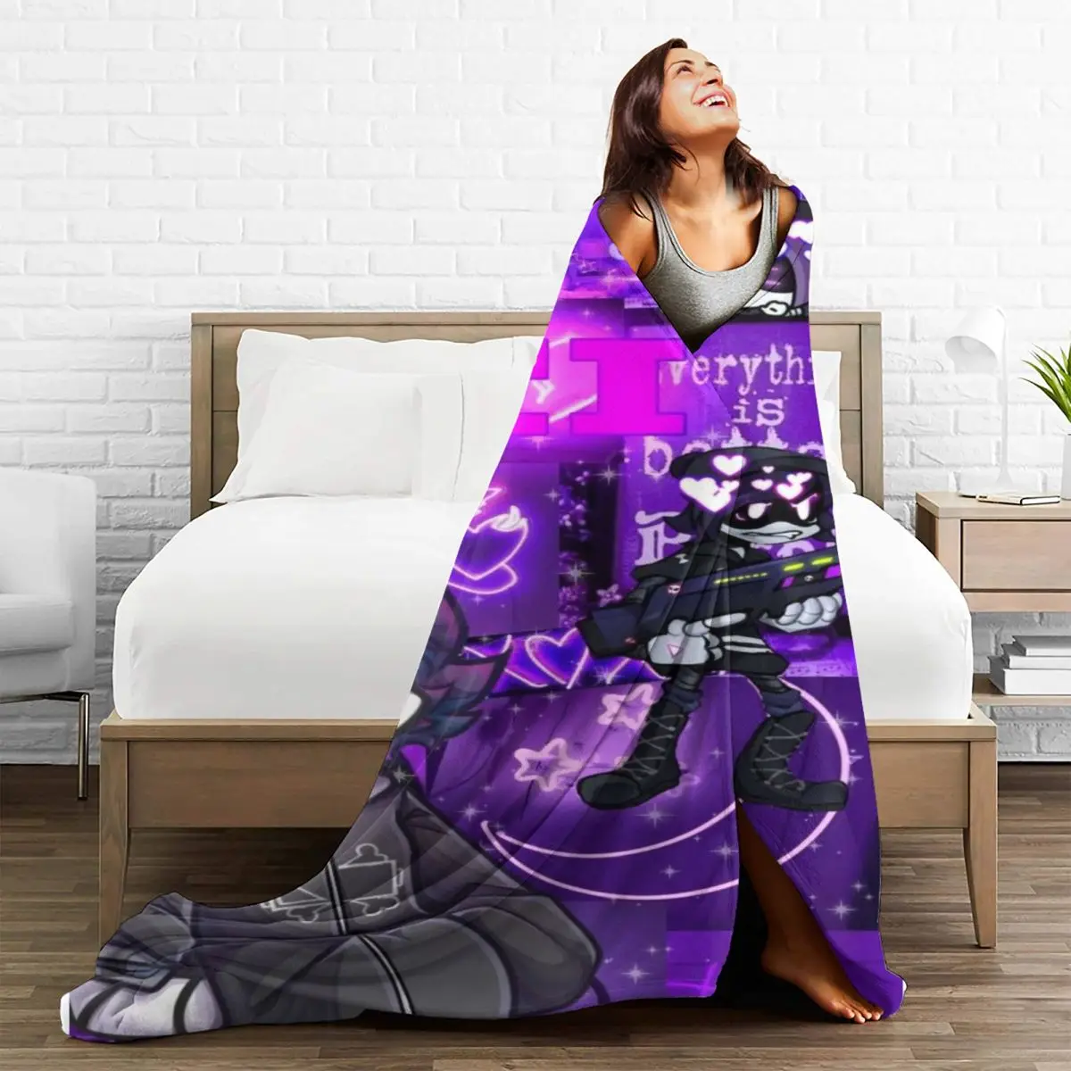 Murder Drones N And Uzi Tv Series Blankets Fleece Anime Cartoon Multi-function Warm Throw Blankets for Bedding Office Rug Piece