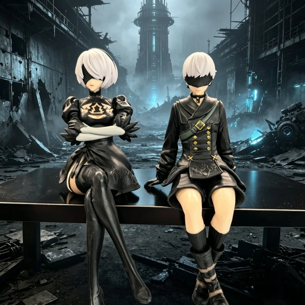 Hot 18CM Black and White Series Anime Figure PVC Collectible Action Figures Model Doll Statuette Gift
