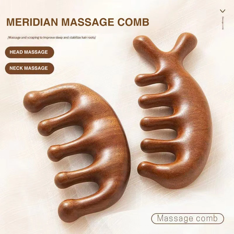 1PCS Scalp Head Meridian Massager Comb Head Scalp Eyes Face Body Massager massagers Sandalwood muscle massagers Gua Sha Machine