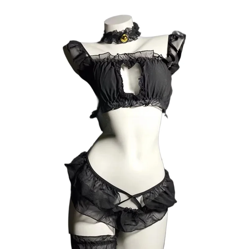 Süßes Katzen-Anime-Cosplay-Kostüm Lolita Unterwäsche Unterhose Dienstmädchen-Outfit Kätzchen-Uniform Rollenspiel Halloween Kawaii Dessous