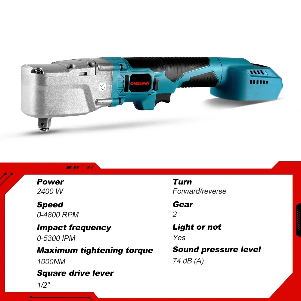 Imagem -06 - Onevan-brushless Chave Catraca Elétrica Remoção Porca Parafuso Repair Car Power Tool para Makita 18v Bateria 1000nm 4800rpm 2