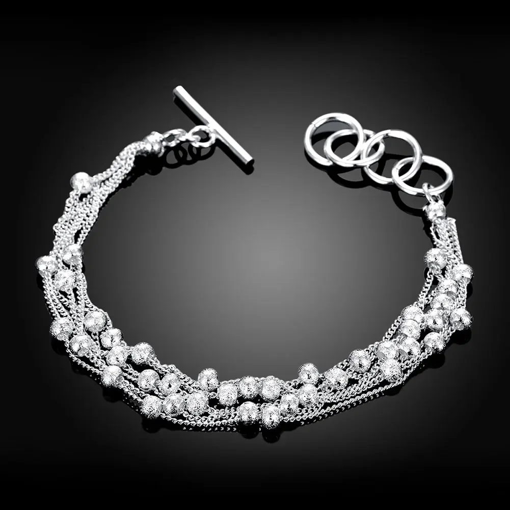 New fine 925 sterling silver Custom Frosted Tassel Beads Chain Bracelets for women noble Wedding party Gifts fashion Jewelry