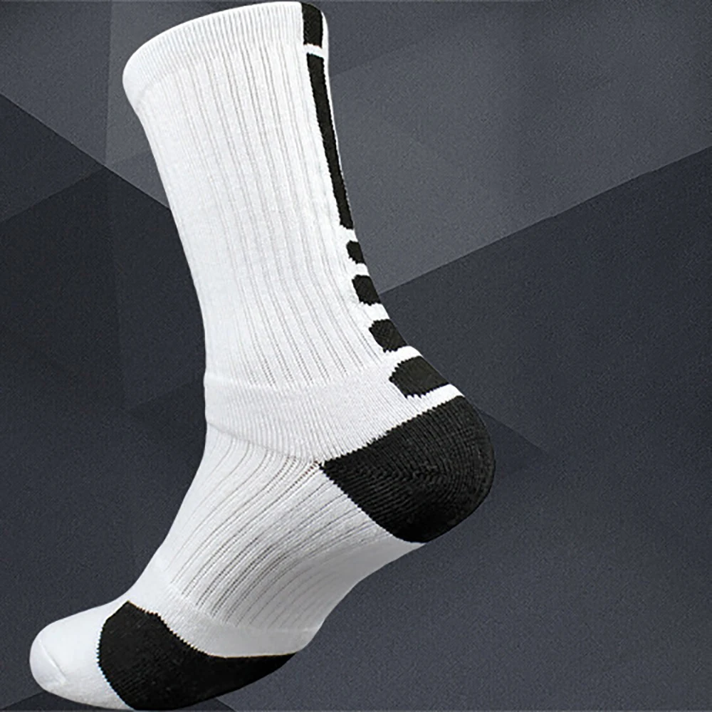 Super Elite Men Cotton Basketball Long Sock Crew Work Walking Hiking Sport Sock Sports Mens Funny Cycling Cushioned Terry Damper