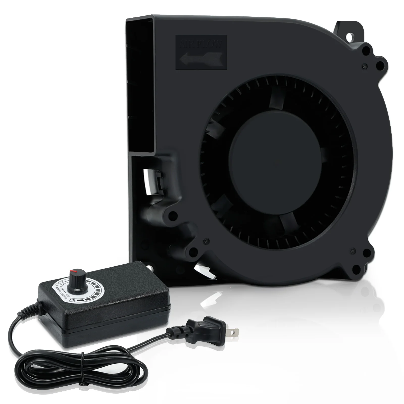 120mm AC Computer Fan Blower 12cm 120x120x32mm 12032 Centrifugal w/ 120V 220V to 3V - 12V 2A with Speed Controller for Grow Tent