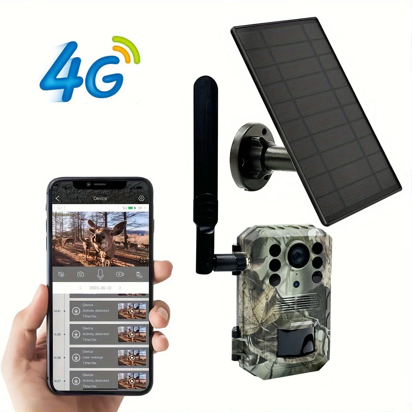 

4G LTE камера для наблюдения за дикой природой, солнечная камера с датчиком движения, для записи видео о животных, только для использования в ЕС.