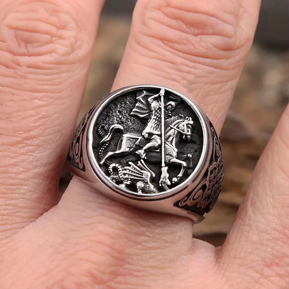 Vintage Gothic Medieval Dragon Slayer Celtic Knot Ring