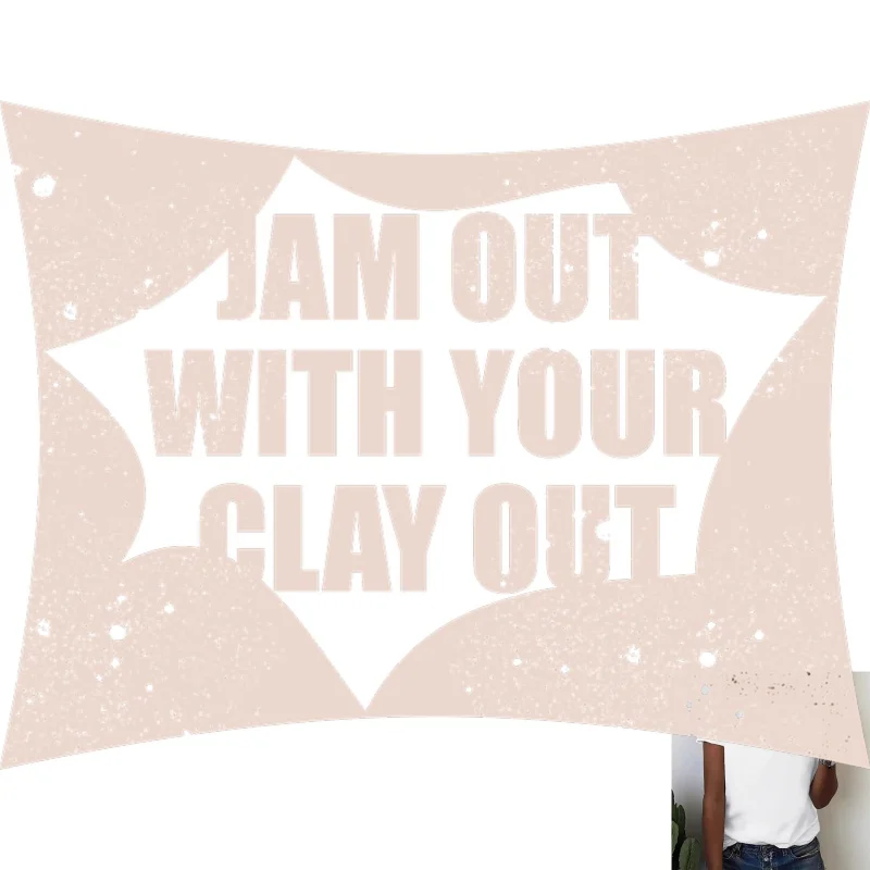 Vintage 'JAM OUT WITH YOUR CLAY OUT' Heat Transfer White Ink Iron - on, for T - shirts, Canvas Bags, Casual Trendy, Eye -