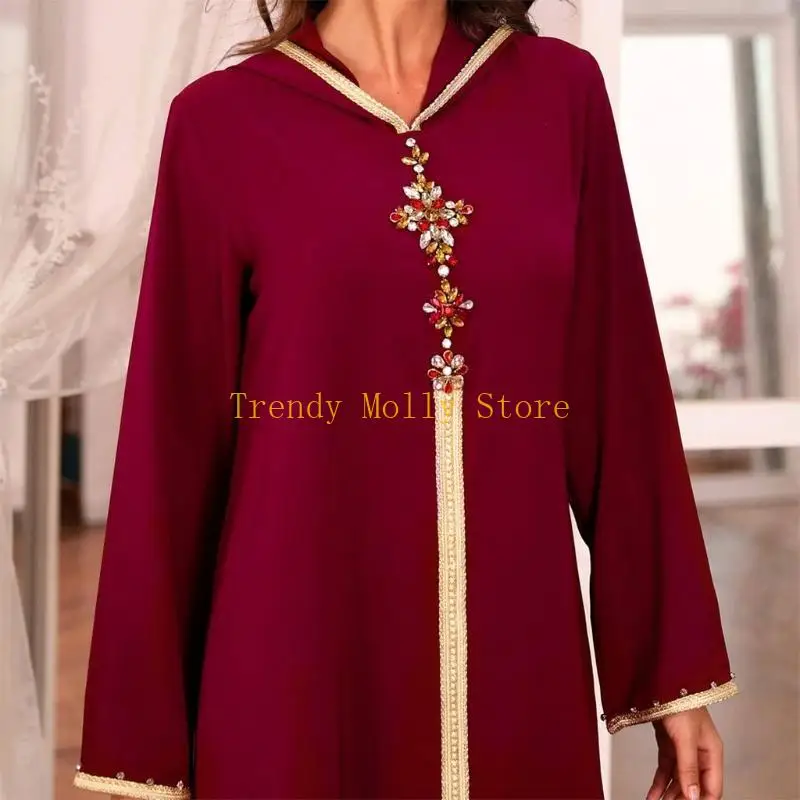 N5KB – Robe musulmane à manches longues, couleur unie, taille haute, pull à col bénitier, taille Plug, longue avec dentelle pour