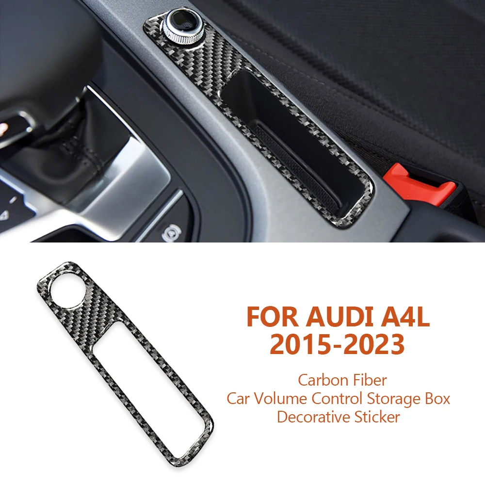 

For Audi A4 A5 A4L B9 2015-2023 Carbon Fiber Car Volume Control Storage Box Panel Decorative Stickers Auto Interior Accessoriess