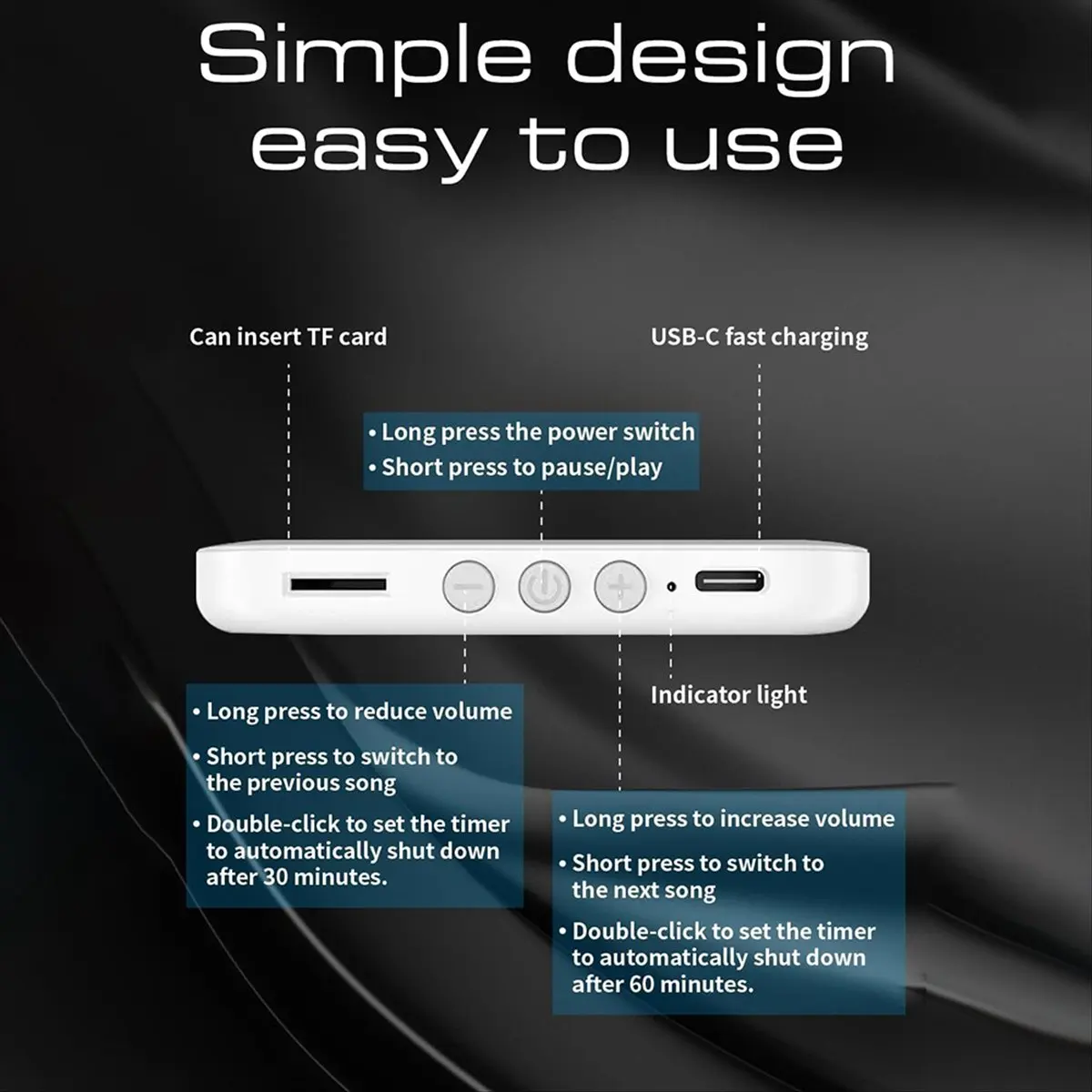 AABFK Bone Conduction Bluetooth 5.2 Speaker,White Noise Sleep Machine Bluetooth Music Box Under Pillow for Improved Sleep