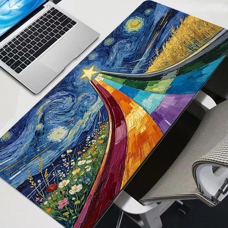 Mouse Pad Abstract oil painting notbook gamer Large Keyboard NonSlip Rubber Computer Carpet Desk Mat PC Gamer 90x40 MousePad