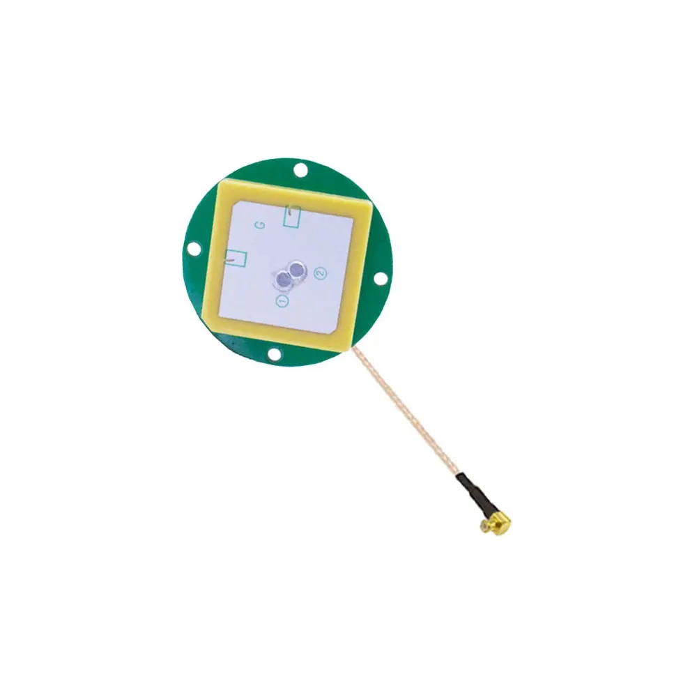 L1 Dual Feed Point 25*25*4mm Ceramic GNSS Antenna RHCP High Gain Low Power Active LNA Antenna RG1.13 Cable Positioning Module