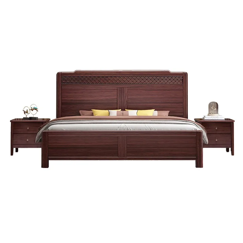 

New Chinese ebony light luxury master bedroom double bed modern simplicity
