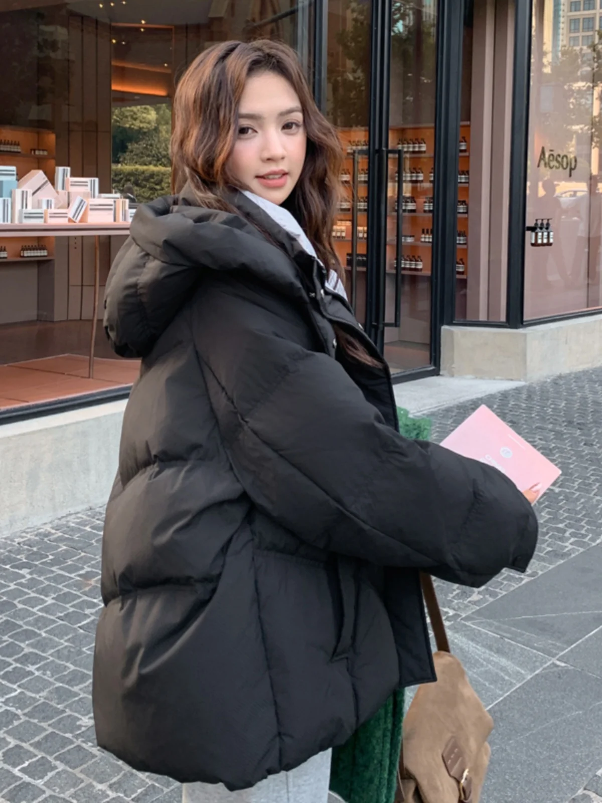 블라 오르트 다운 자켓 여성용 겨울 코트 면 의류 2025년 신상품 슬림핏 아우터웨어 스트레이트 컷 롱 슬리브