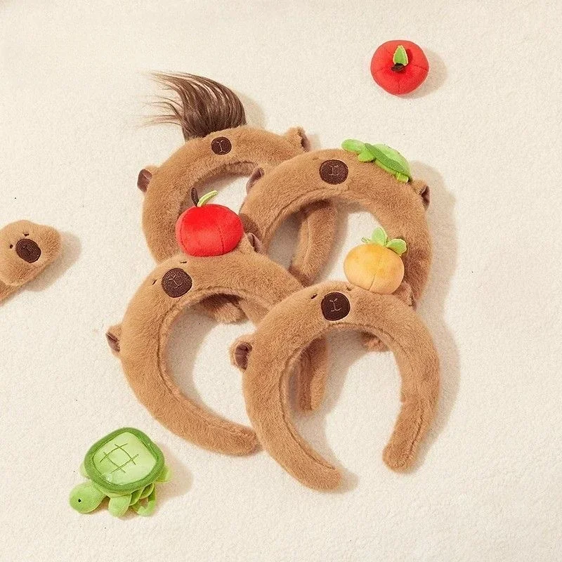 1-10PCS Headband INS Plush Capebala Hair Hoop Capybara High Cranial Top Wash Headband Cute Hair Accessories for Children image 4