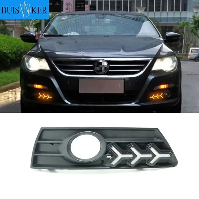 

2PCS Car light For VW PASSAT CC 2009 2010 2011 2012 2013 LED DRL Daytime running lights with fog lamp cover