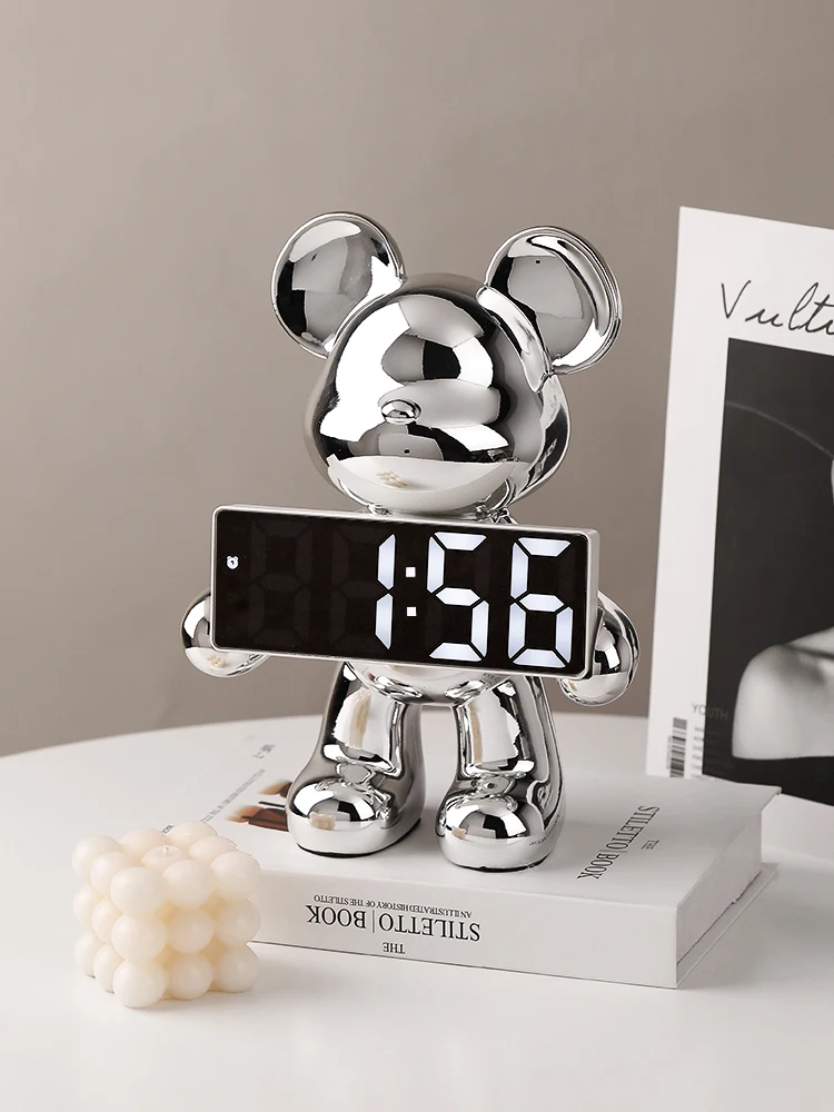 Nordic Room Decor Electroplating Bear Ornaments Creative Cartoon Doll Figurine Modern Living Room Porch Cabinet Desk Decoration