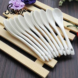 10Pcs S Porcelain Spoons Mini Kitchen Ceramic Tea Coffee Sugar Dessert Spoon Tea Long 커피스푼