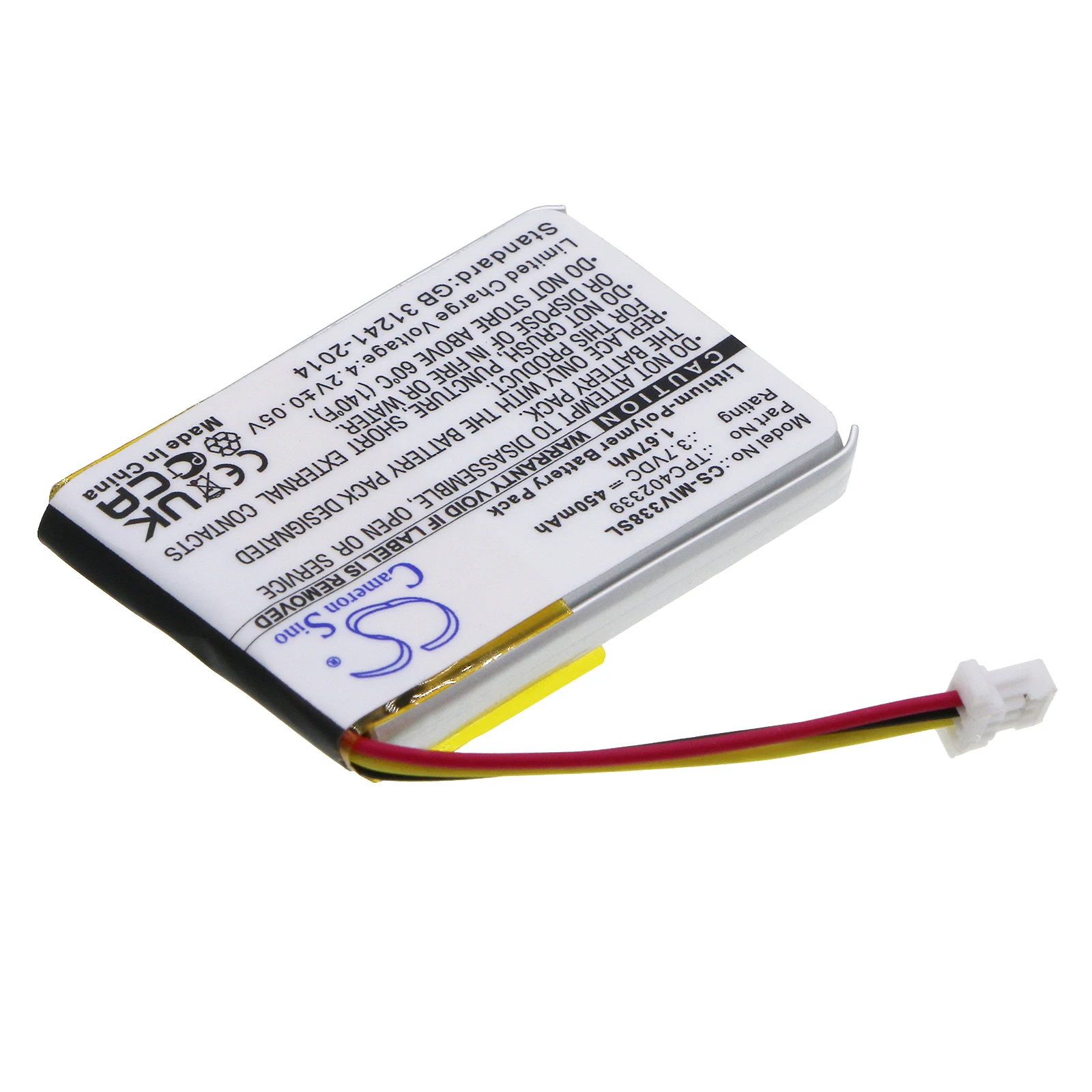 Cameron Sino 450mAh Battery TPC402339 for Mio Mivue 338, 358P,  658p, 366, 368, 388, for Papago F210