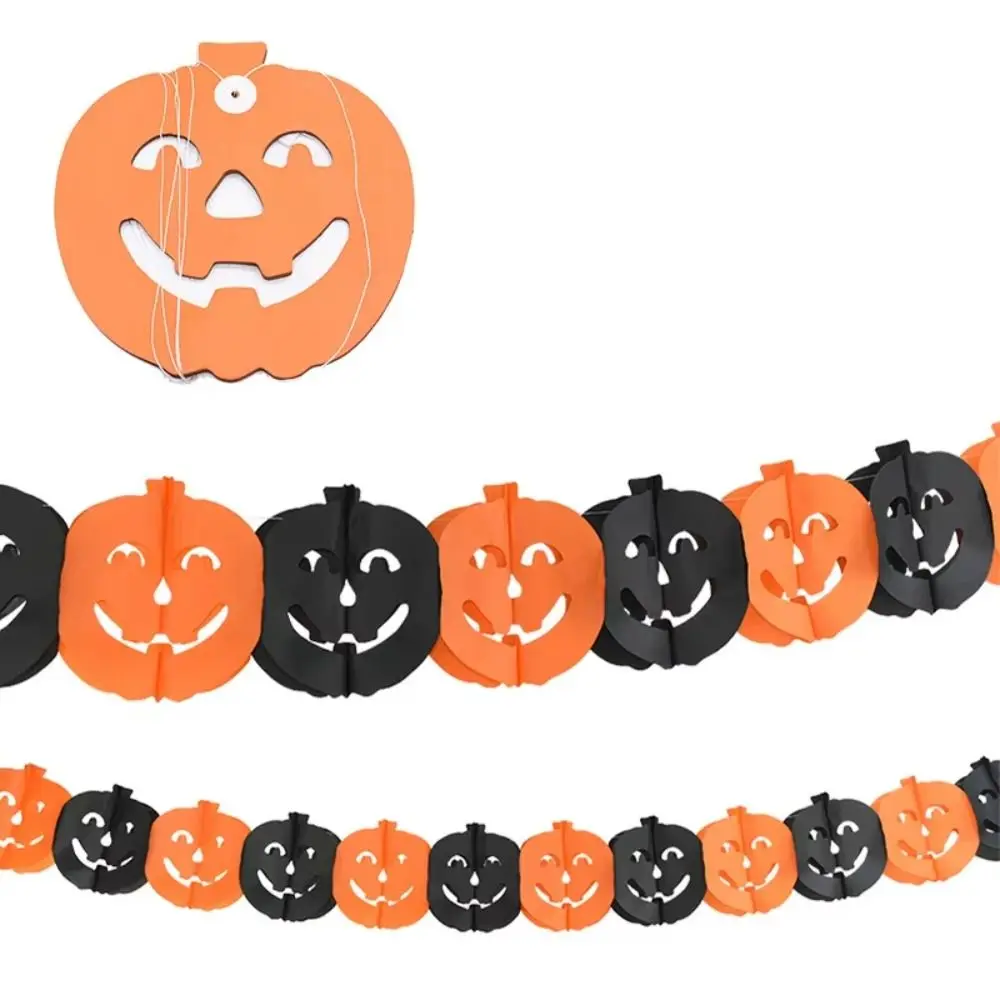 Honeycomb Paper Halloween Hanging Garland Pull Flower 3 Meter Party Banner Spider Pumpkin Hanging Type Spider Bat Decor