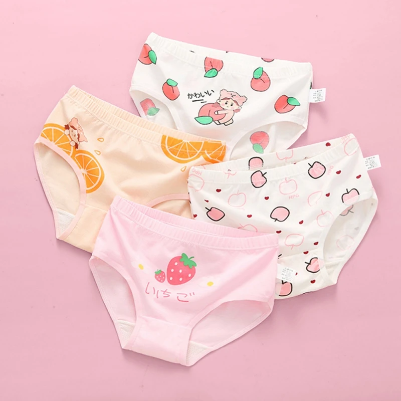 4PCS Children\'s Girls Underwear Triangle Cotton High Quality Soft Comfortable Elementary School Panties Clothing Color Random