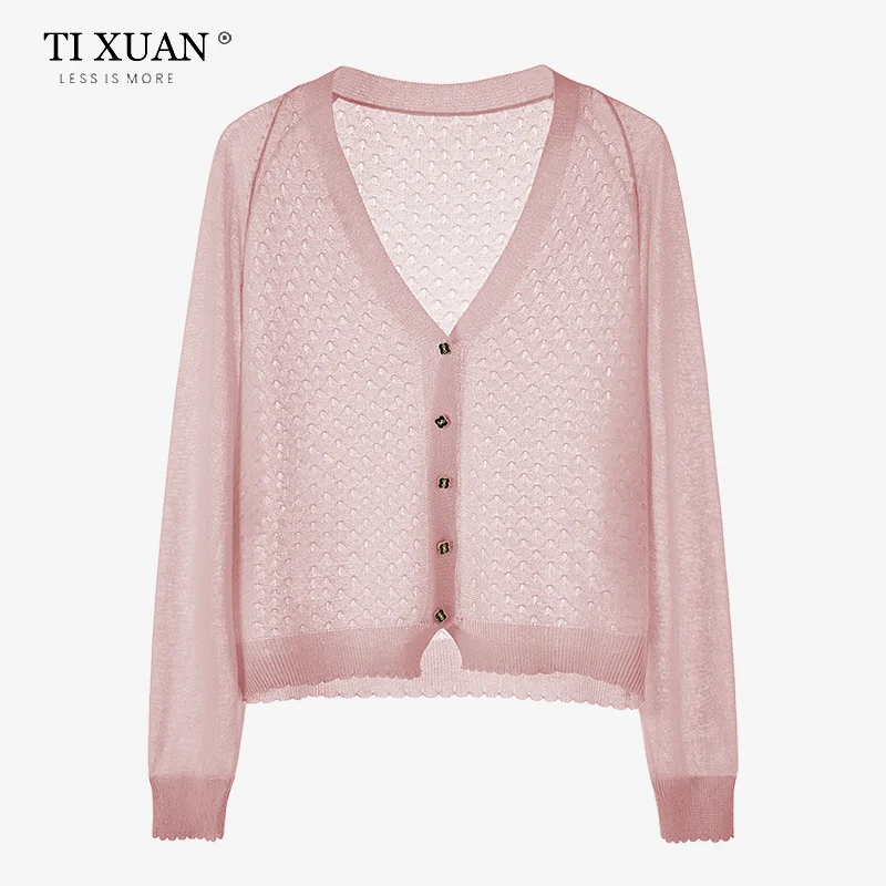 High Quality Ice Silk Knitted Cardigan Top, Women's Thin Summer Outerwear, Sun Protection, Air-conditioned Shirt, Shawl Jacket