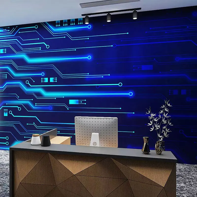 Customized products 3D Circuit board technology sense wallpaper Office Internet bar industrial wind E-Sport hotel mural 3d